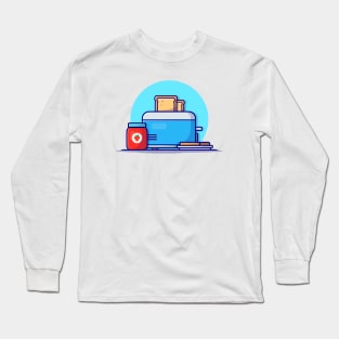 Toaster, Bread And Strawberry Jam Cartoon Vector Icon Illustration Long Sleeve T-Shirt